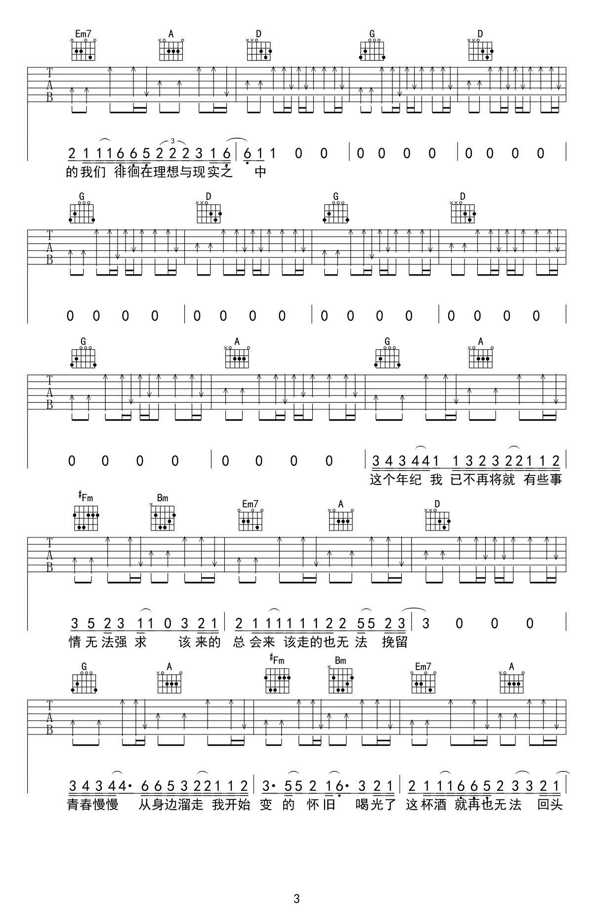 这个年纪高清吉他谱第(3)页