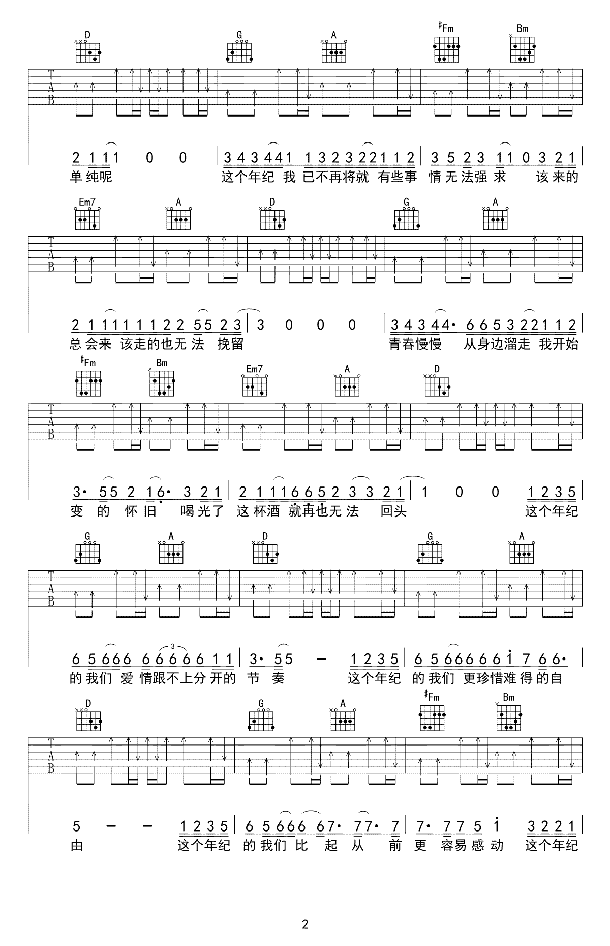 这个年纪高清吉他谱第(2)页