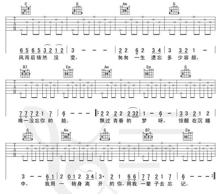 用我一辈子去忘记吉他谱第(2)页