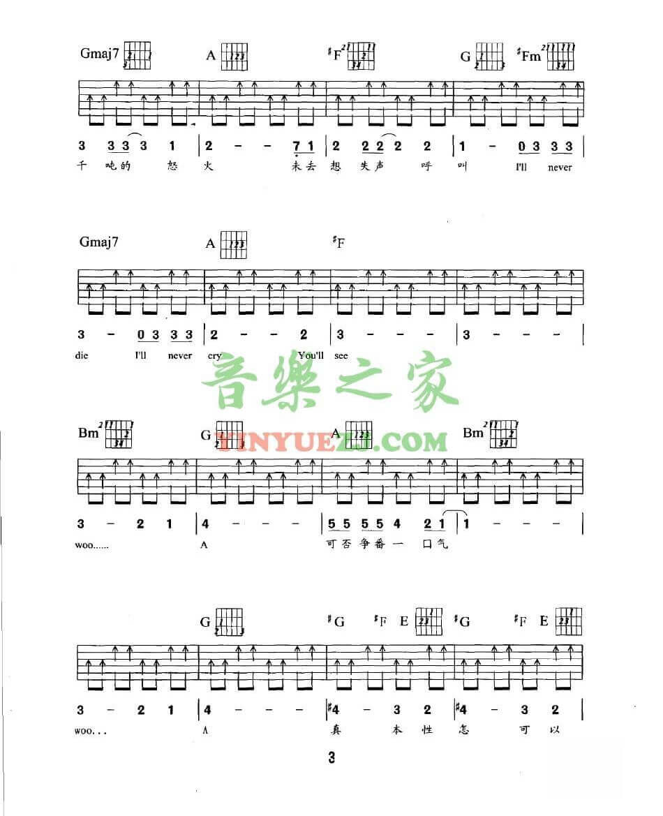 我是愤怒扫弦吉他谱第(3)页