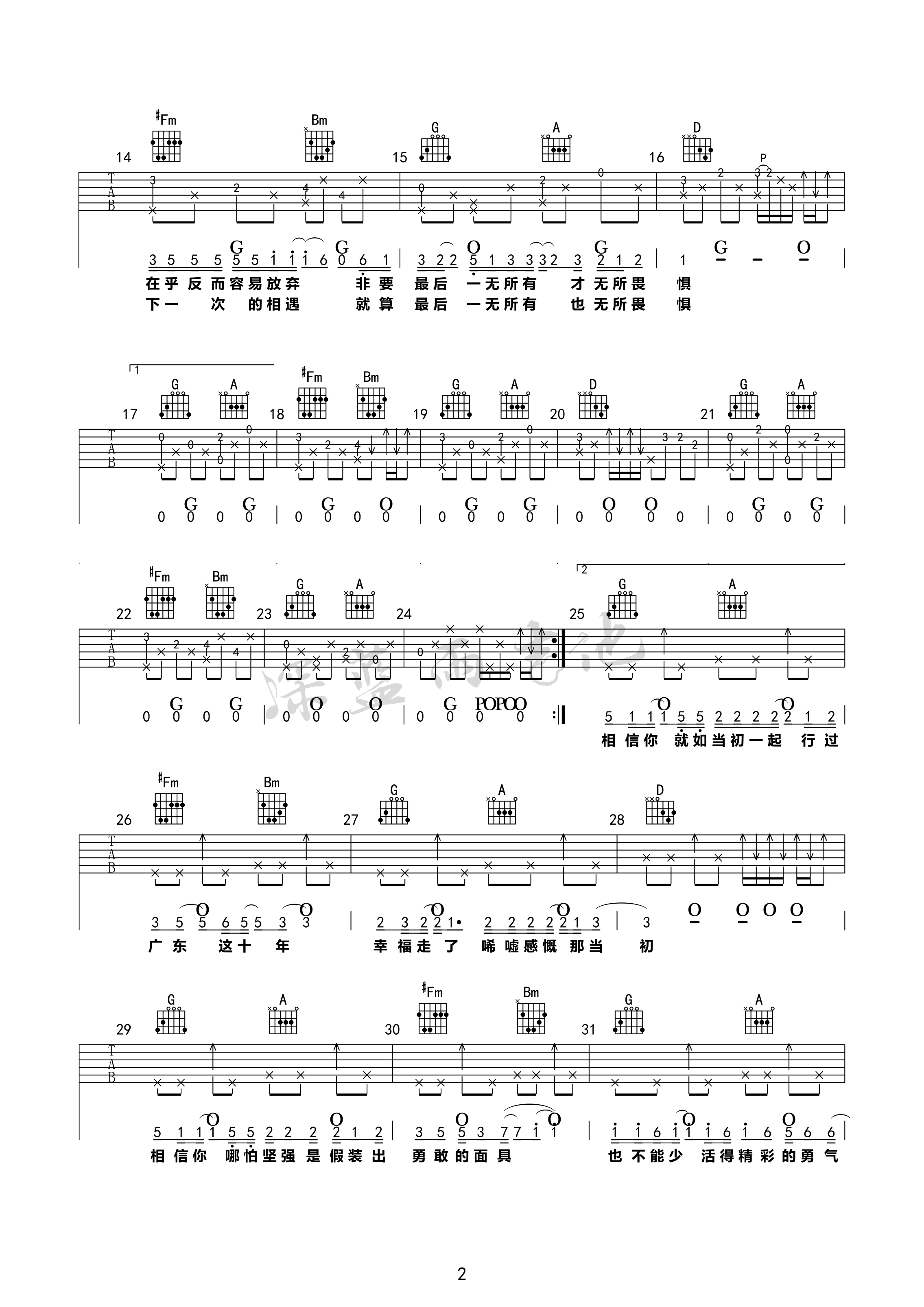 广东爱情故事吉他谱第(2)页