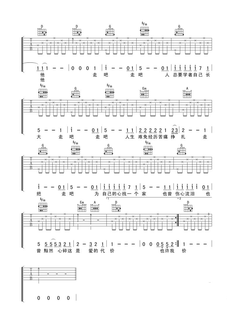 爱的代价吉他谱完整版第(2)页