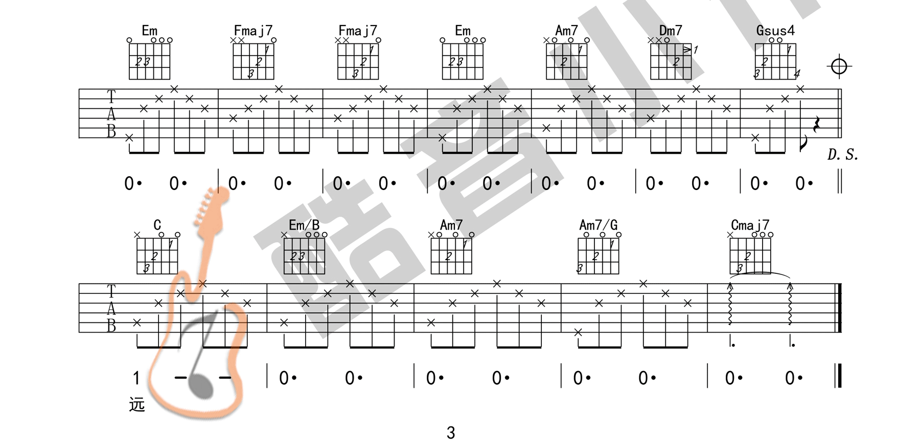 老街吉他谱C调简单版第(3)页