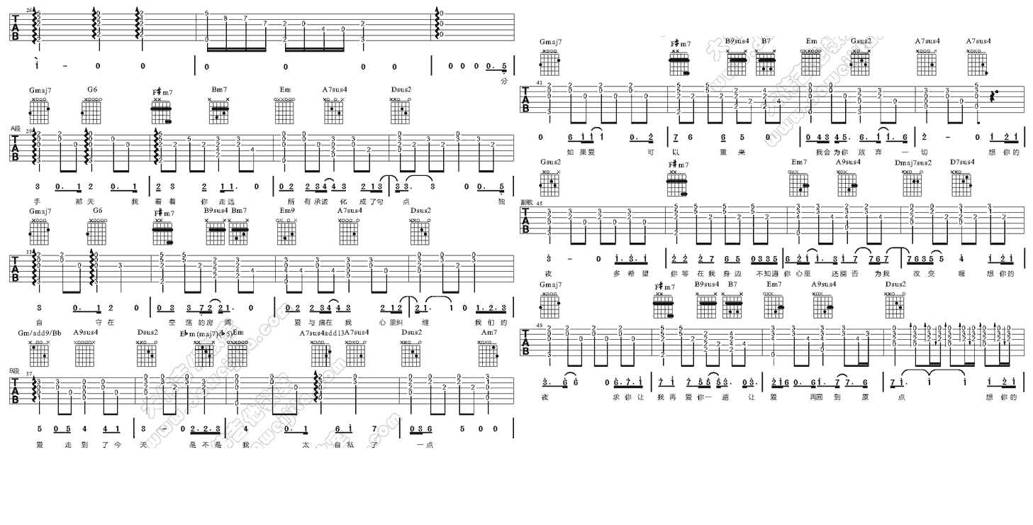 想你的夜吉他谱第(2)页