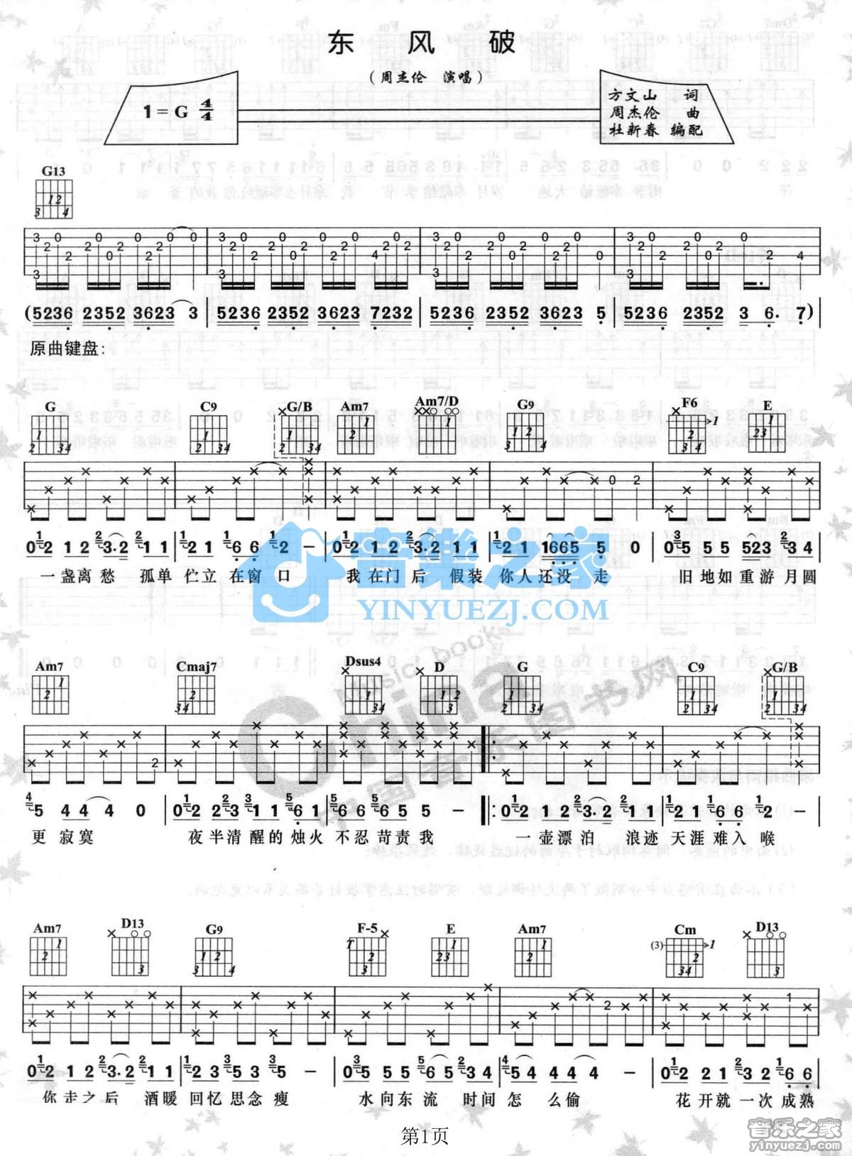东风破吉他谱第(1)页