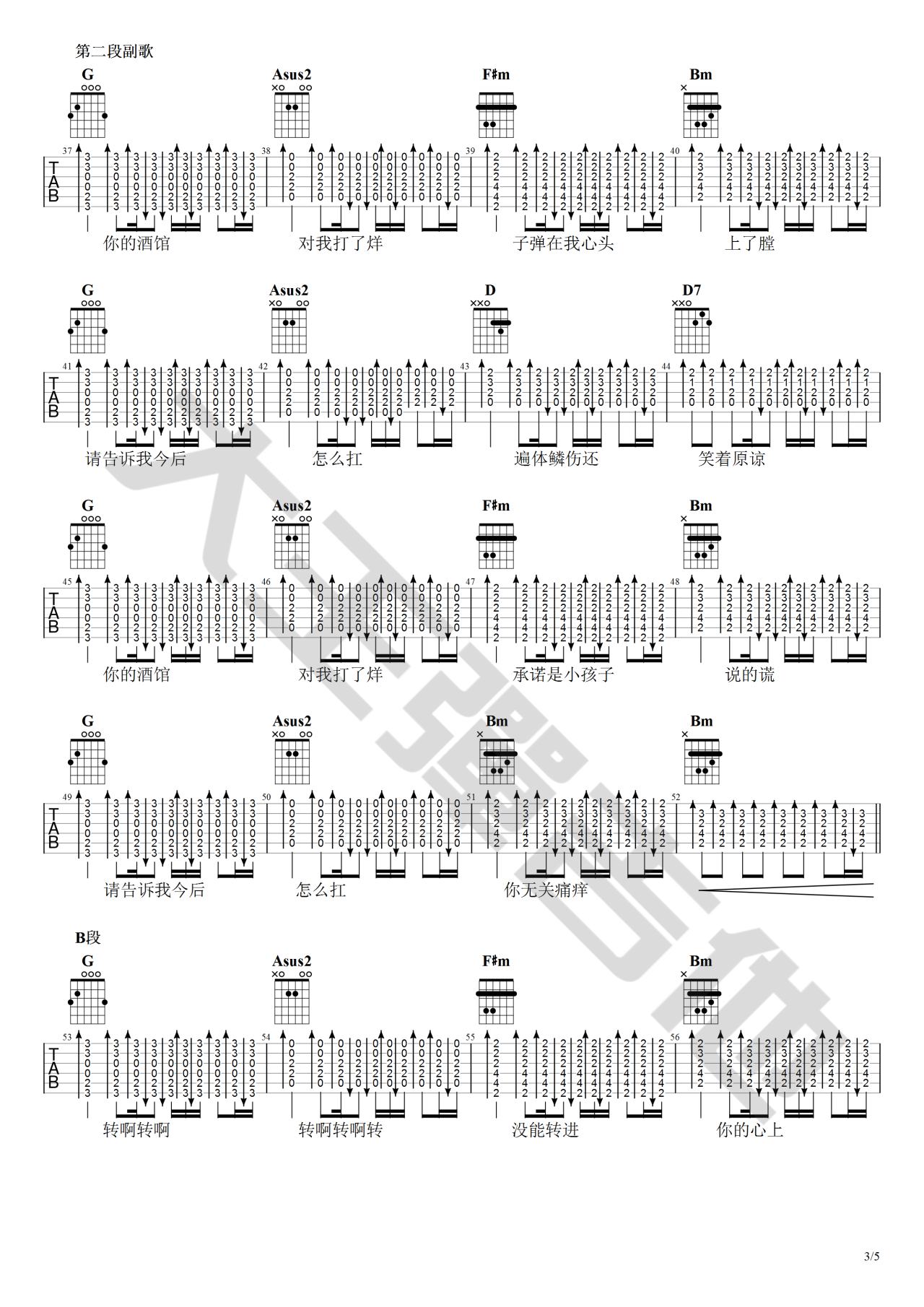 你的酒馆对我打了烊吉他谱第(3)页
