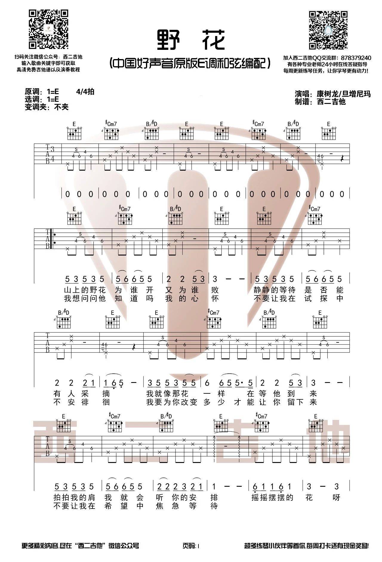 野花吉他谱第(1)页