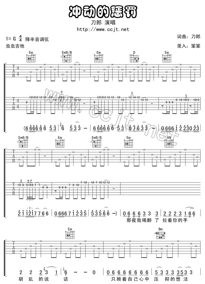 冲动的惩罚吉他谱第(1)页