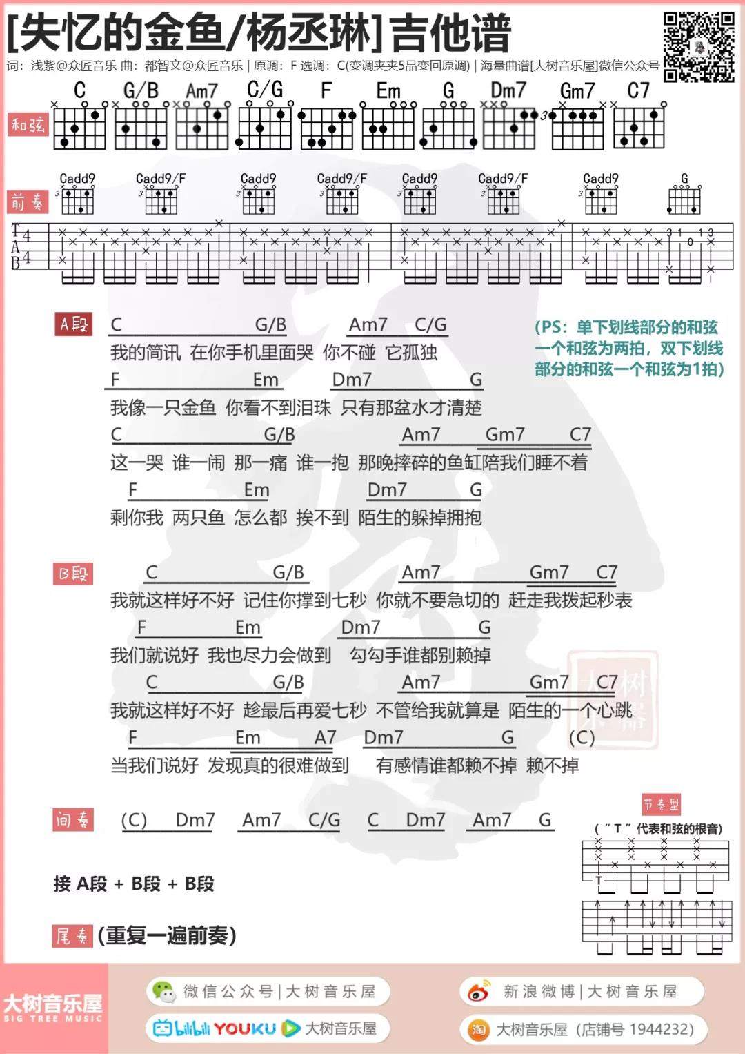 失忆的金鱼吉他谱大树音乐屋