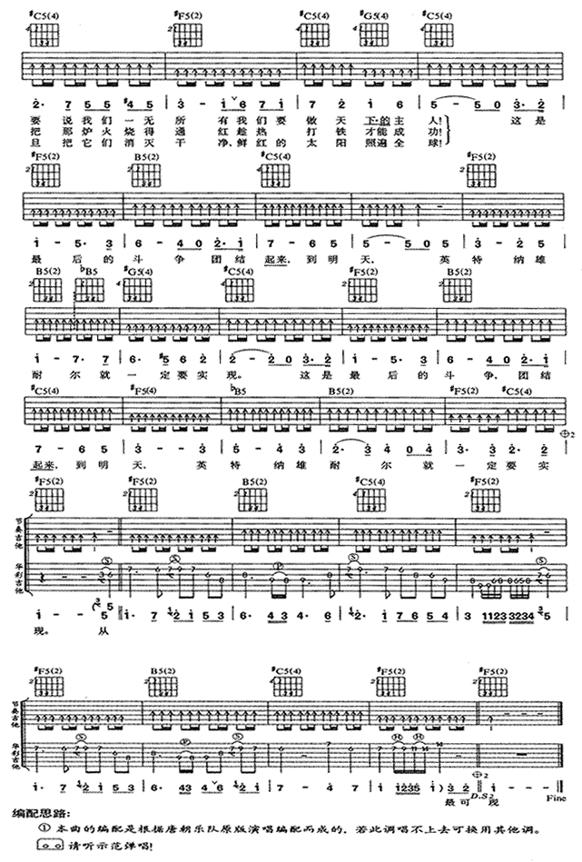 国际歌吉他谱第(2)页