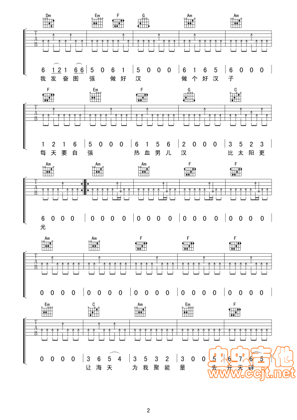 男儿当自强吉他谱第(2)页
