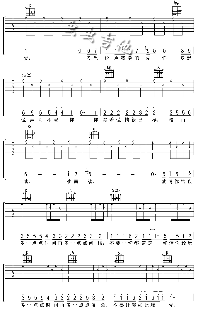 让我欢喜让我忧吉他谱D调版第(2)页