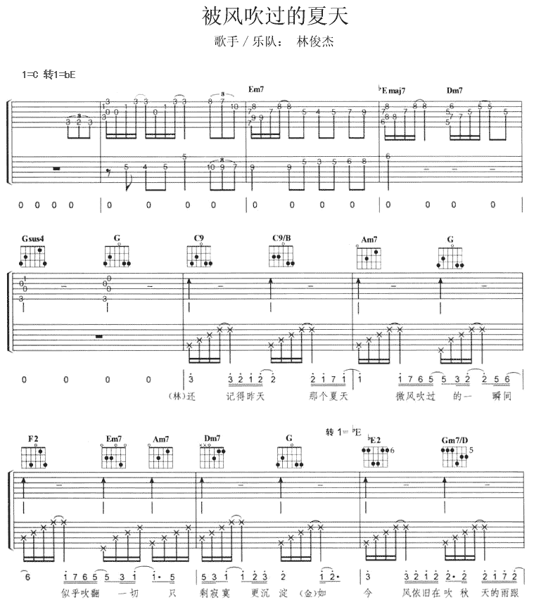 被风吹过的夏天吉他谱第(1)页