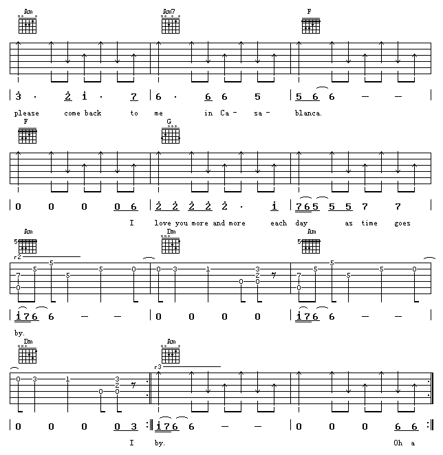 卡萨布兰卡吉他谱第(4)页