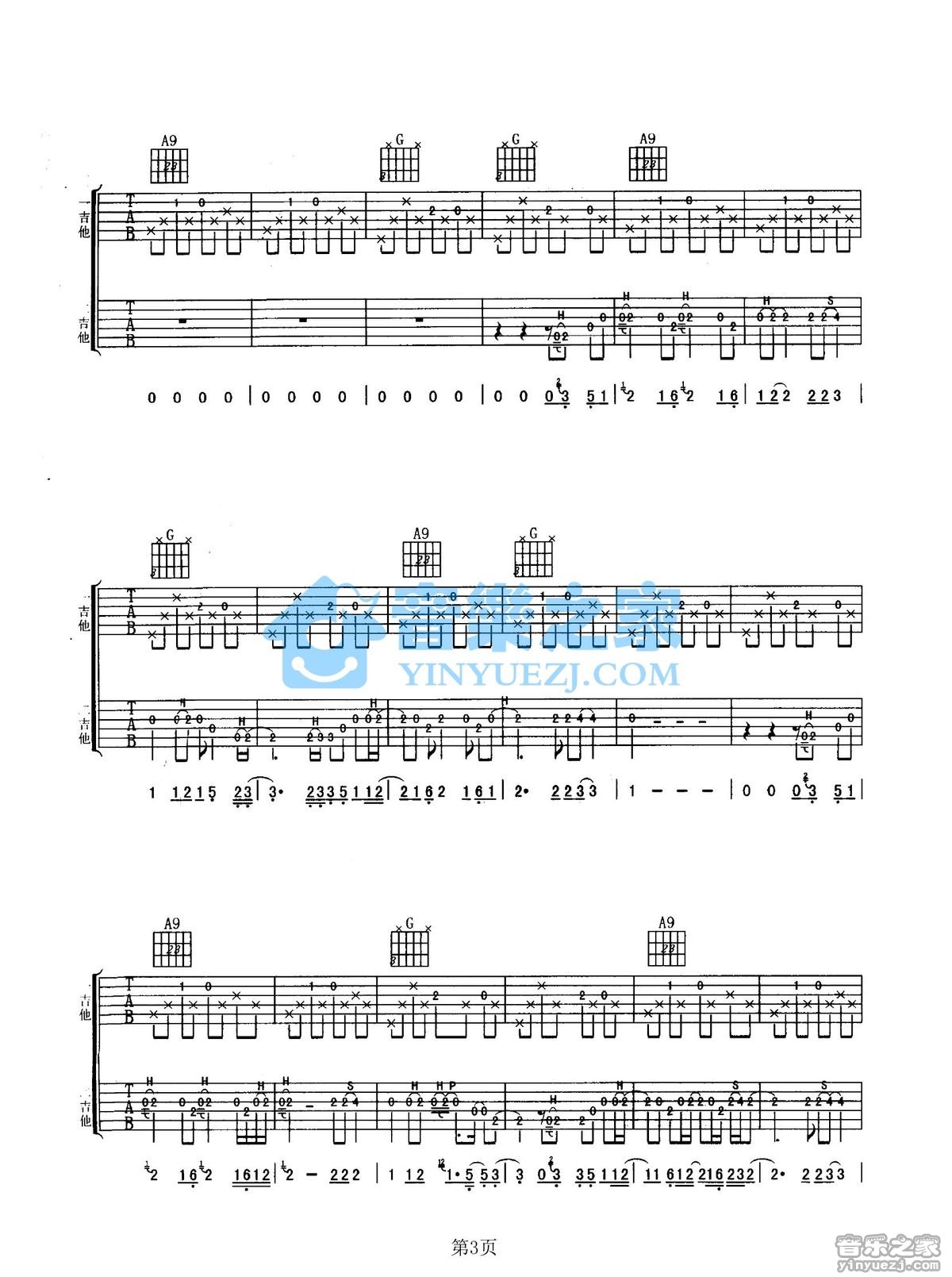 如果我现在吉他谱G调双吉他版第(3)页