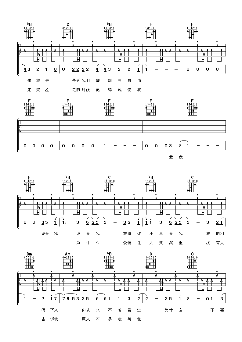 自由吉他谱第(2)页