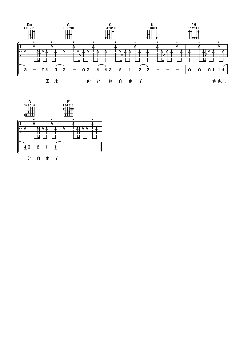 自由吉他谱第(3)页