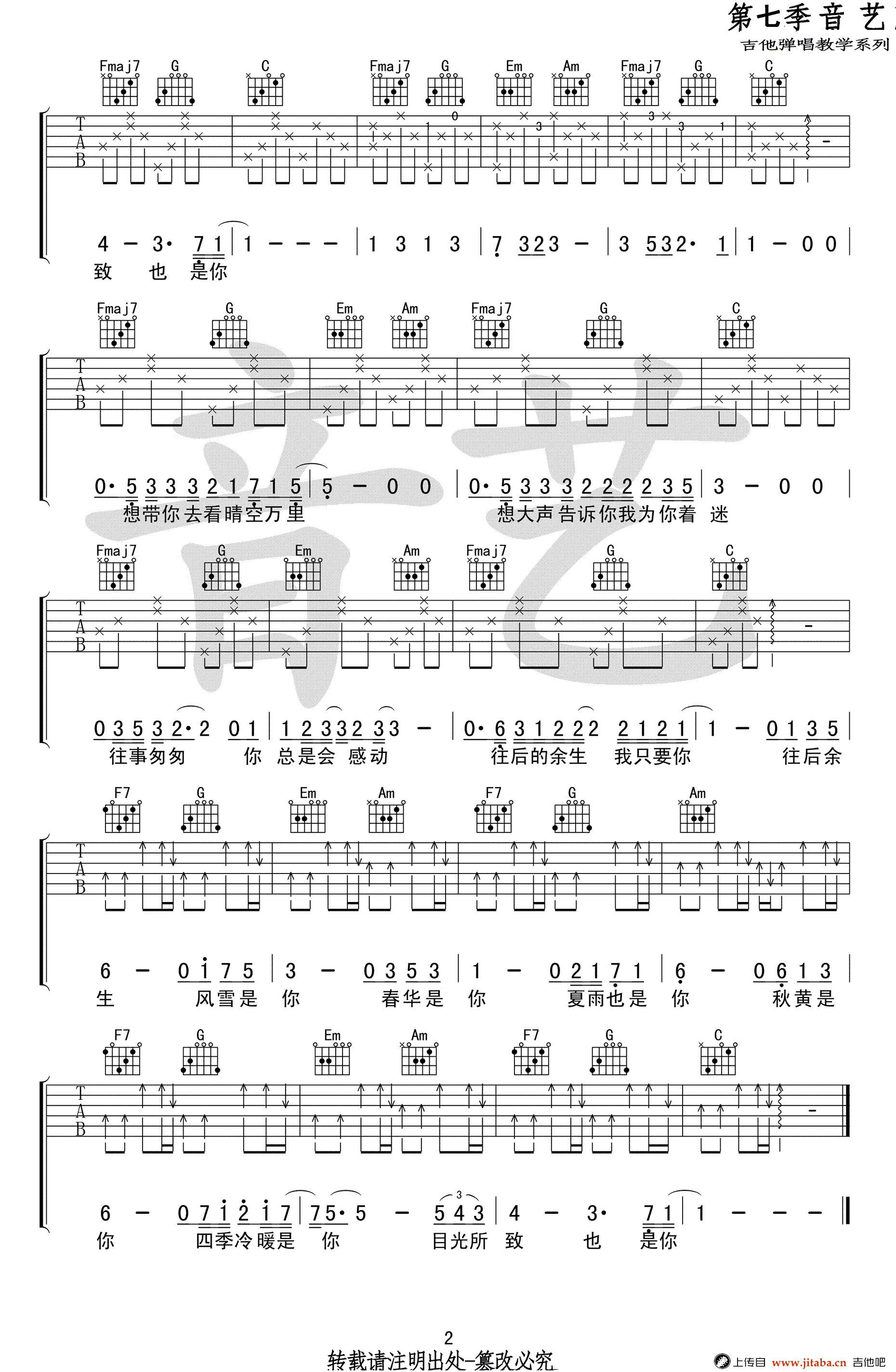 往后余生吉他谱简单版第(2)页