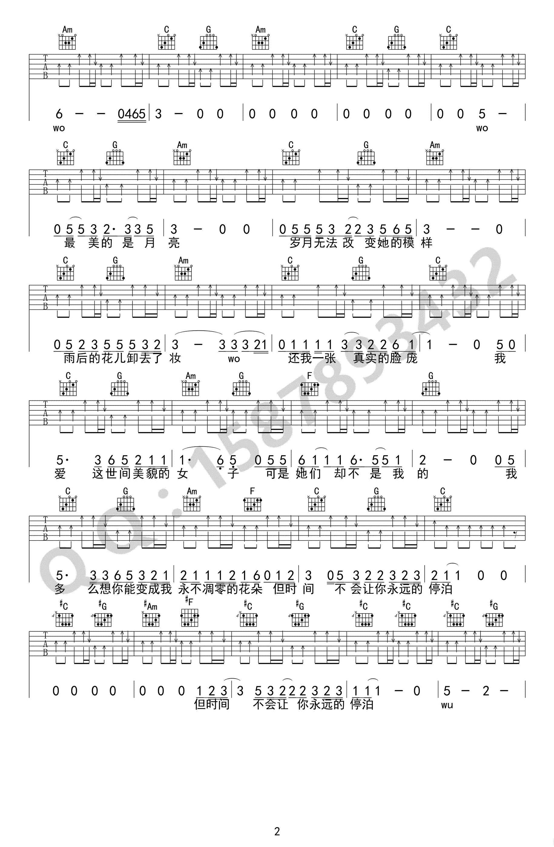 朵吉他谱C调第(2)页