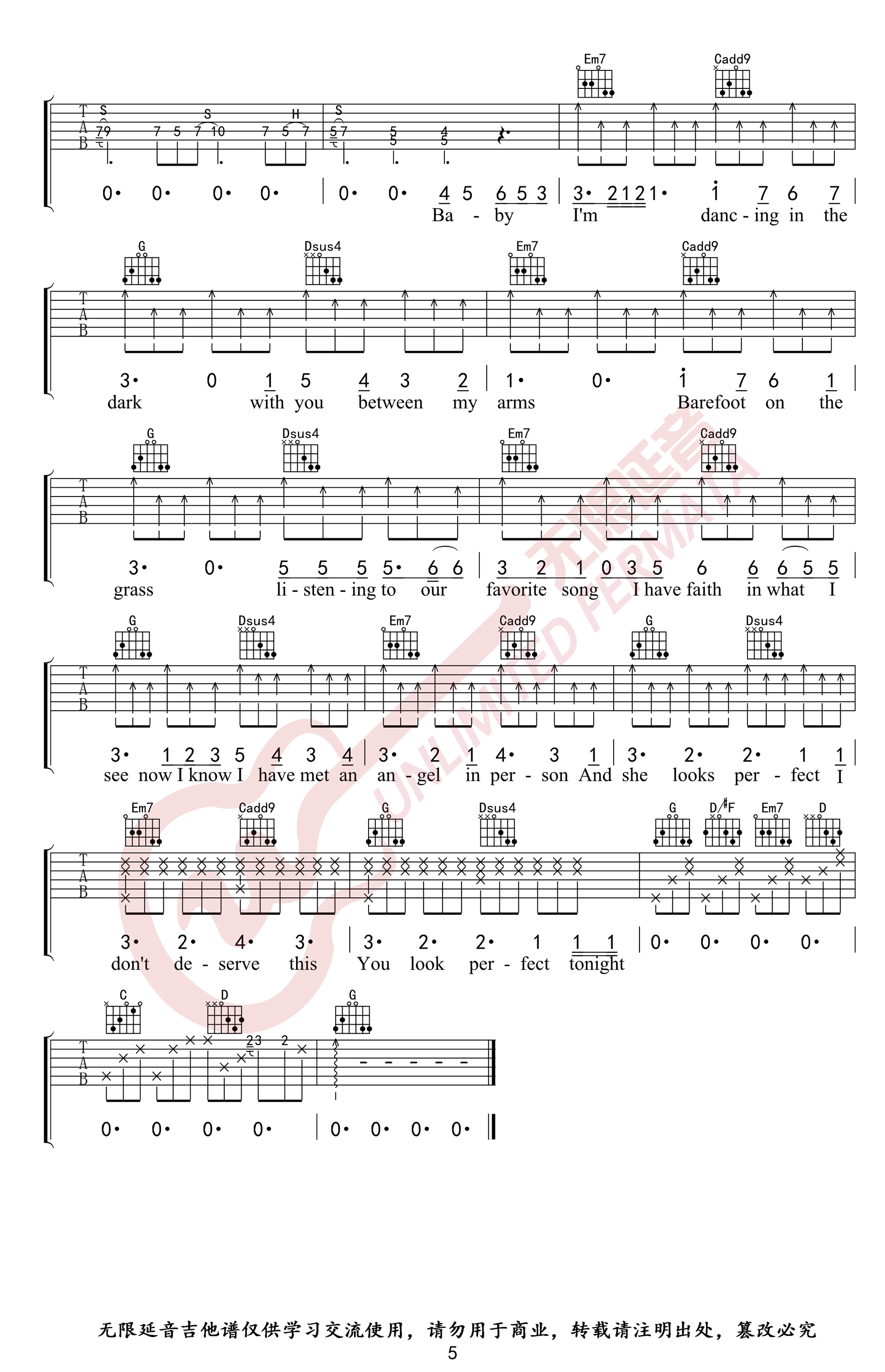 Perfect吉他谱G调第(5)页