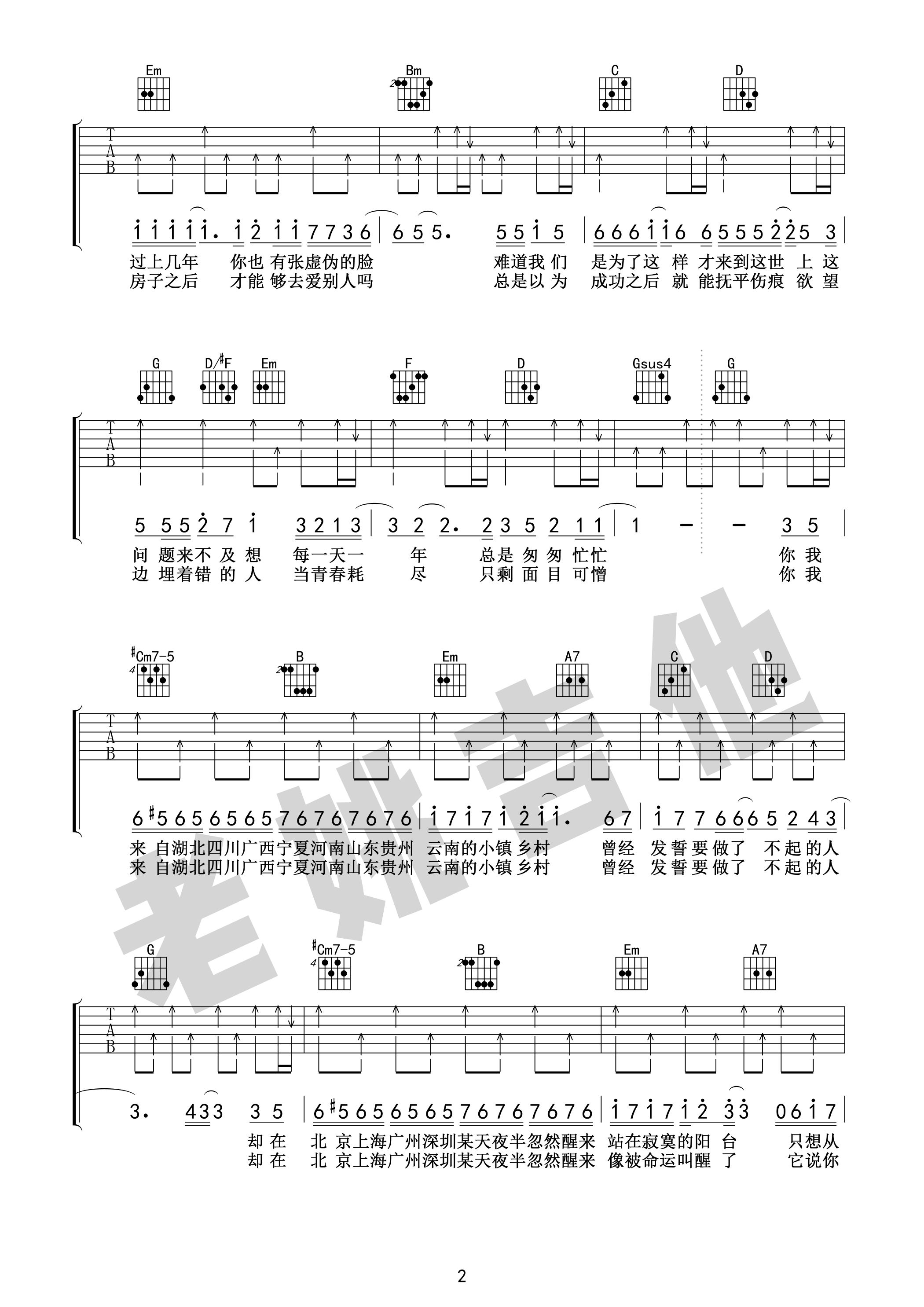 你曾是少年吉他谱第(2)页