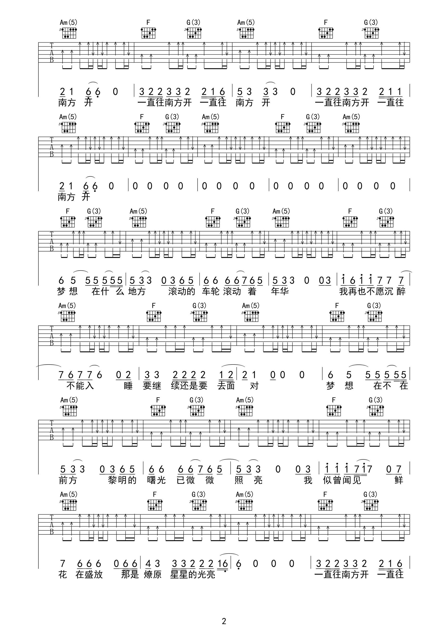 公路之歌吉他谱第(2)页