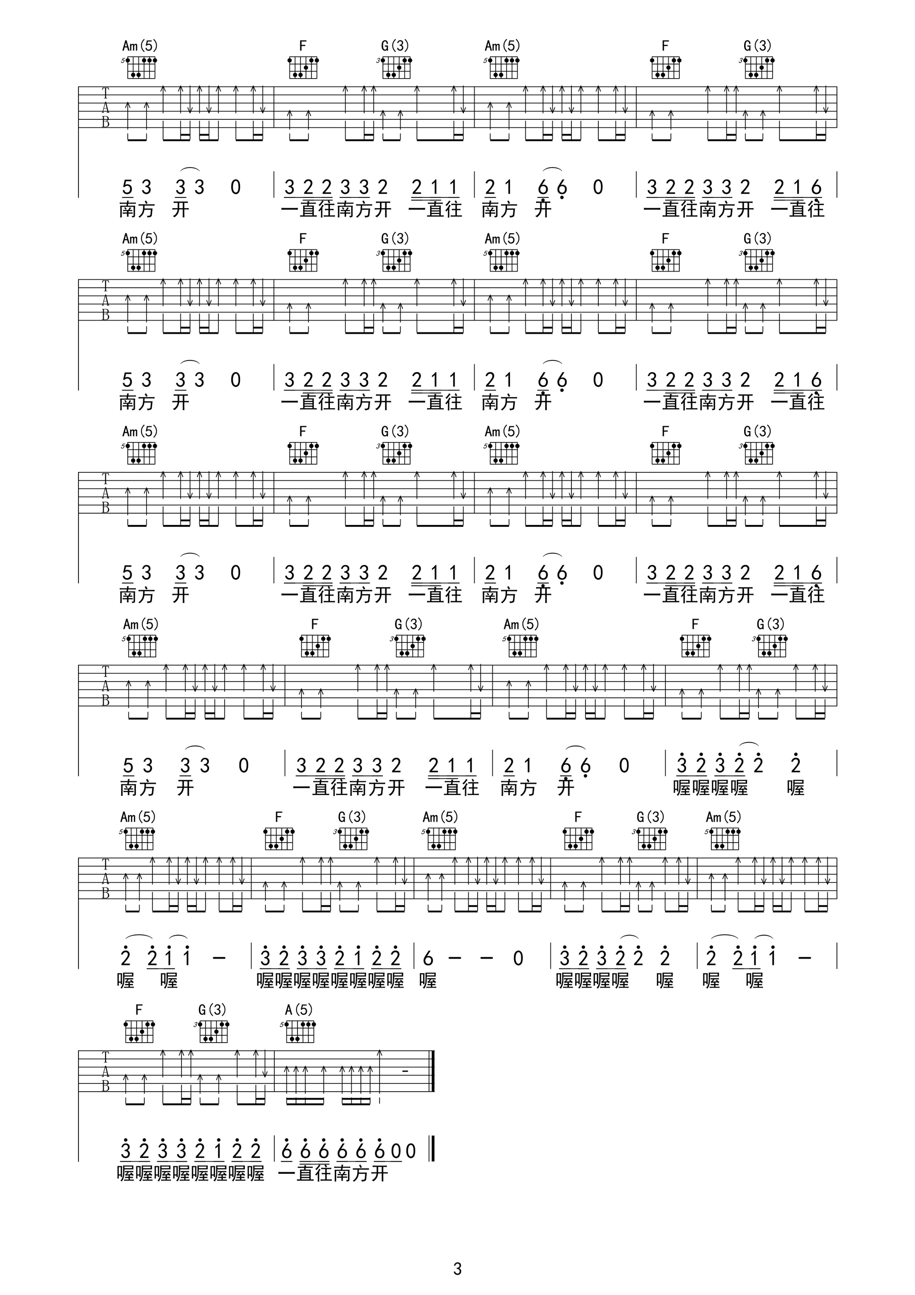 公路之歌吉他谱第(3)页