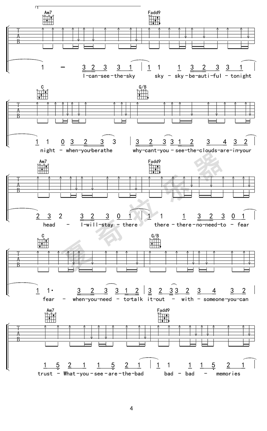 Monsters吉他谱C调弹唱谱第(4)页
