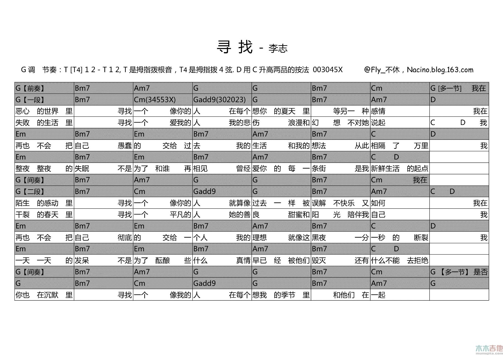 《寻找》,群星（六线谱 调六线吉他谱-虫虫吉他谱免费下载