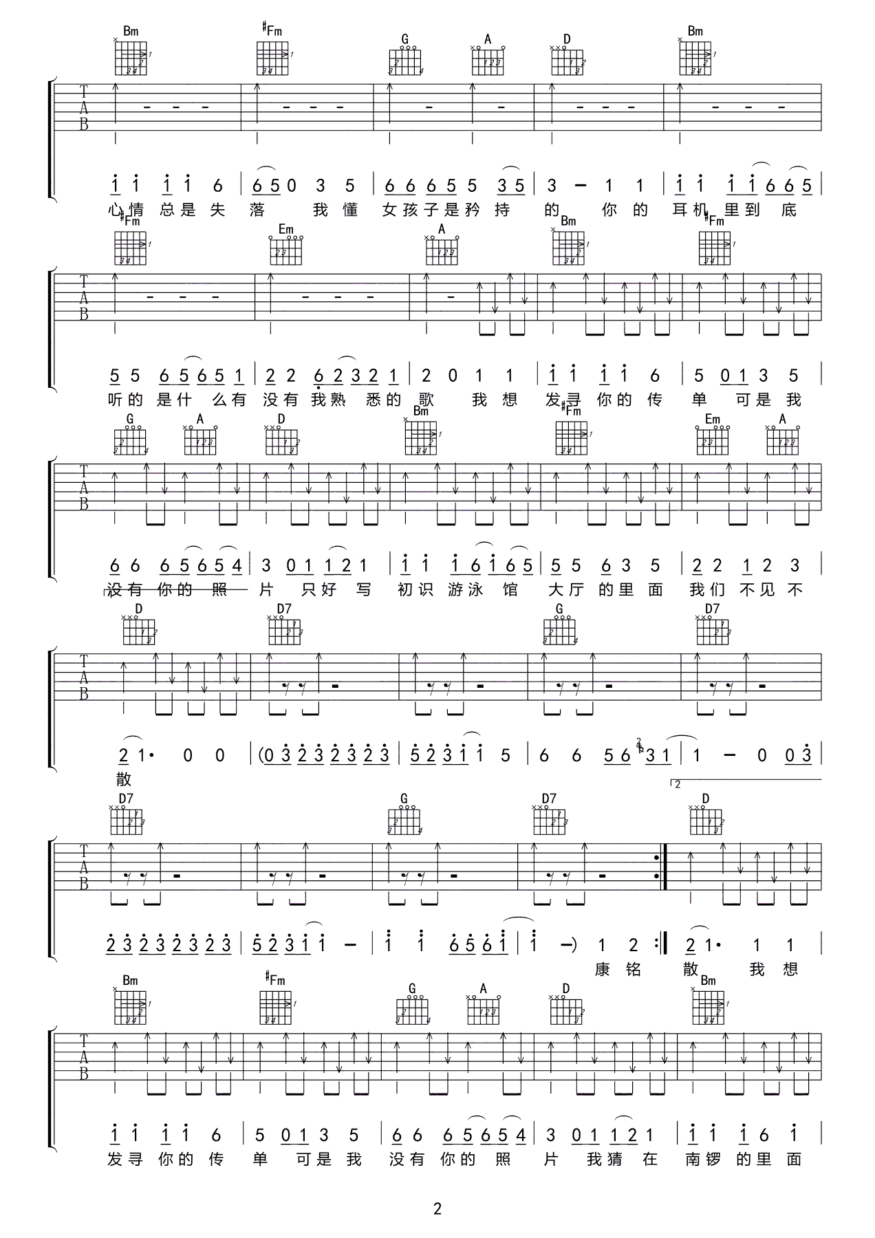十九岁吉他谱第(2)页