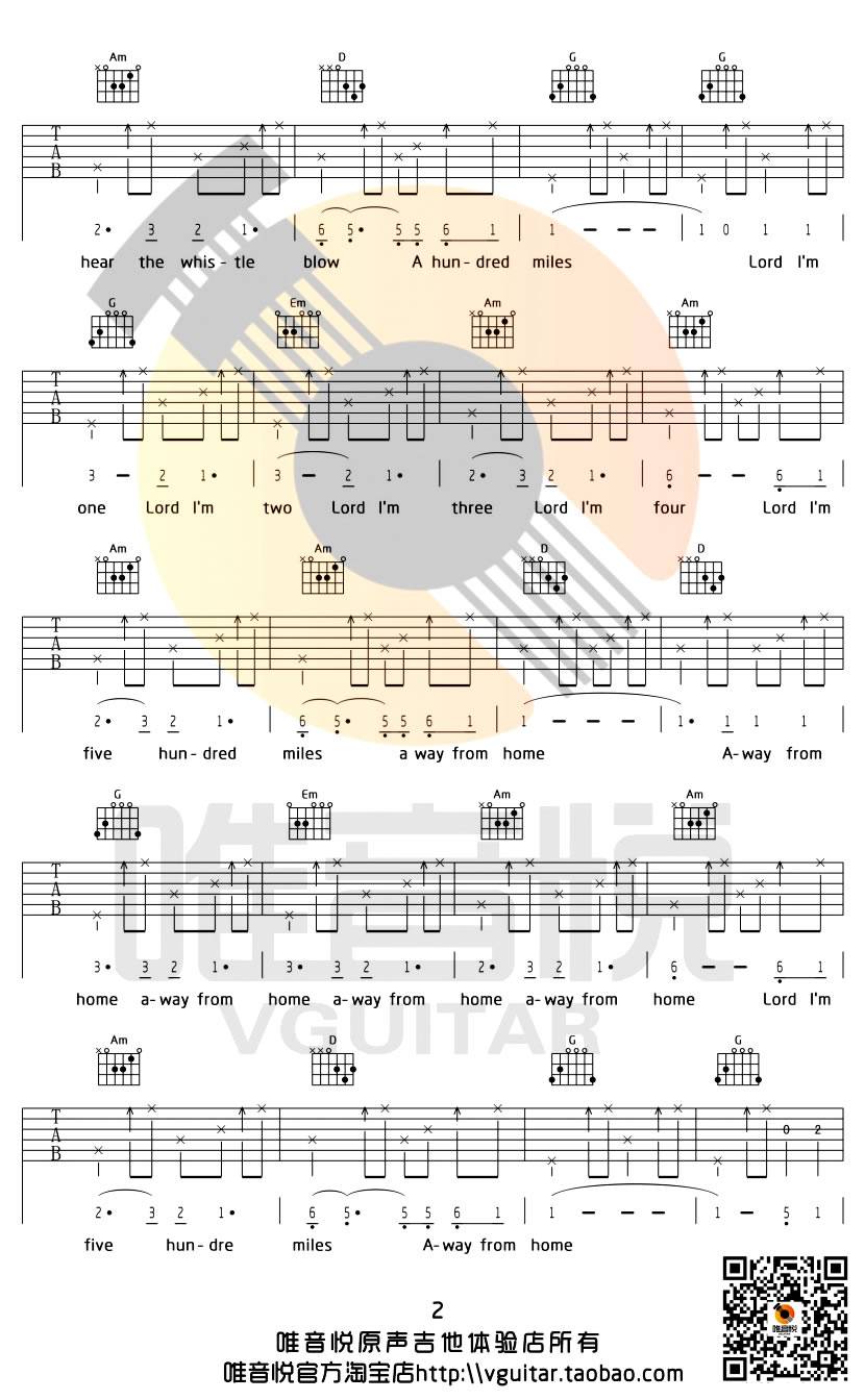 FiveHundredMiles吉他谱第(2)页