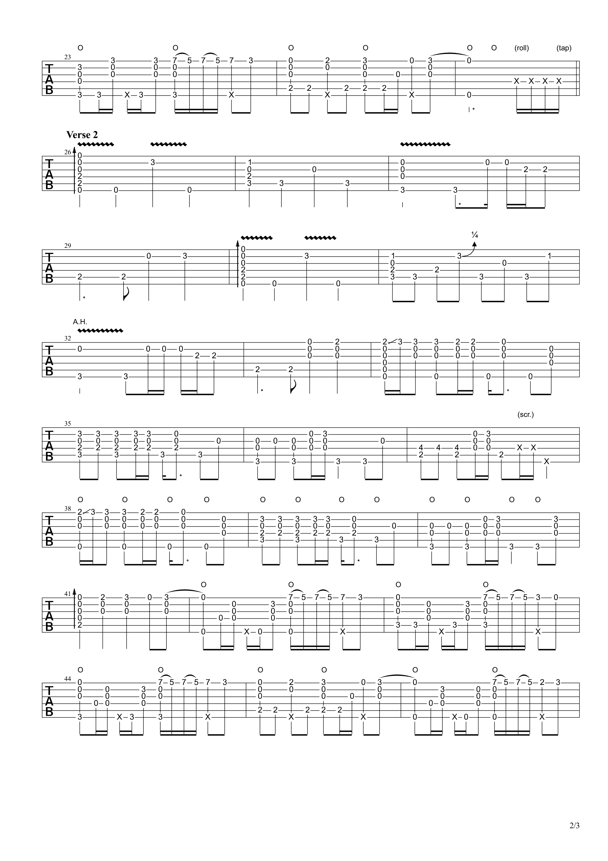 alone吉他指弹谱第(2)页