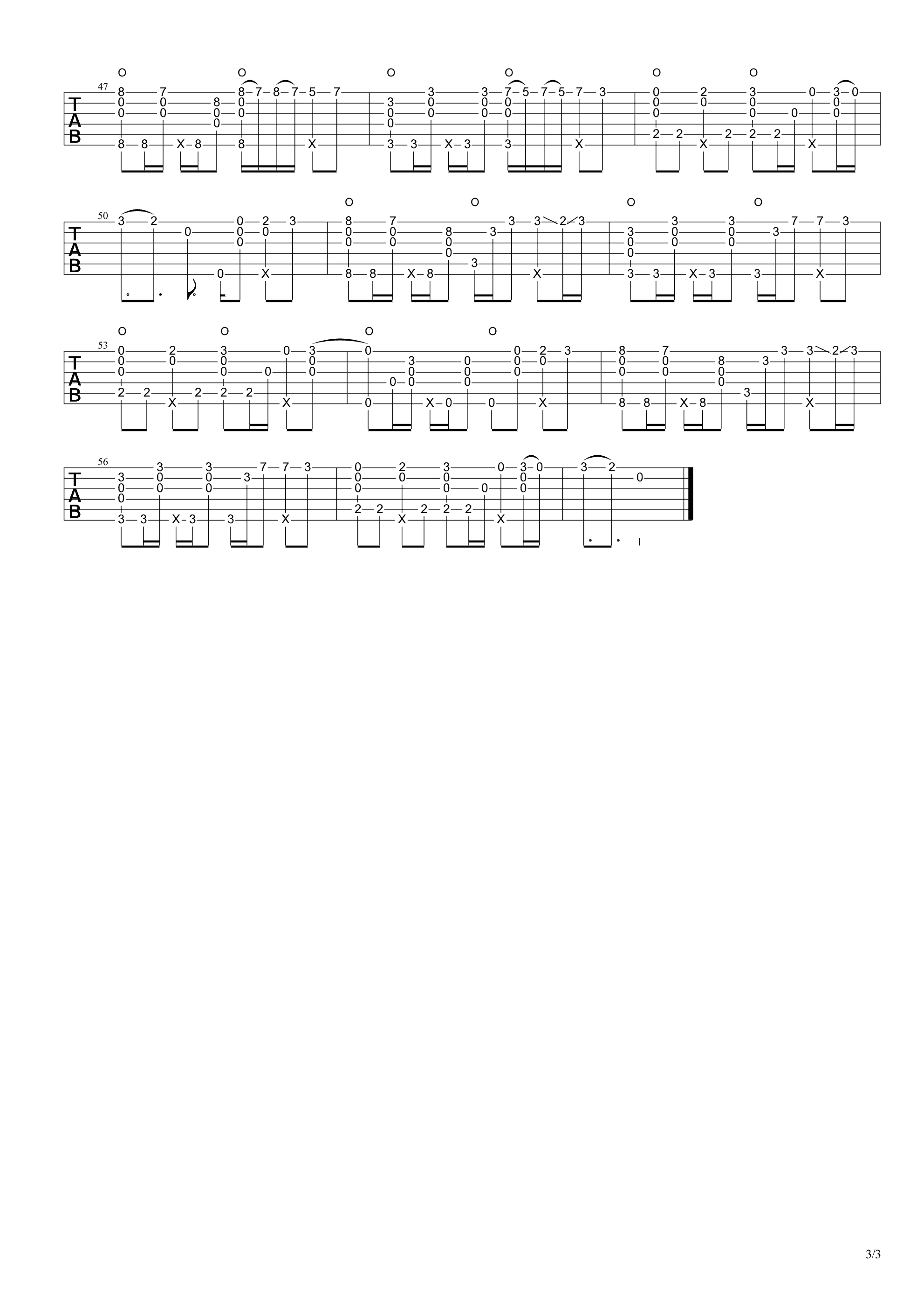 alone吉他指弹谱第(3)页