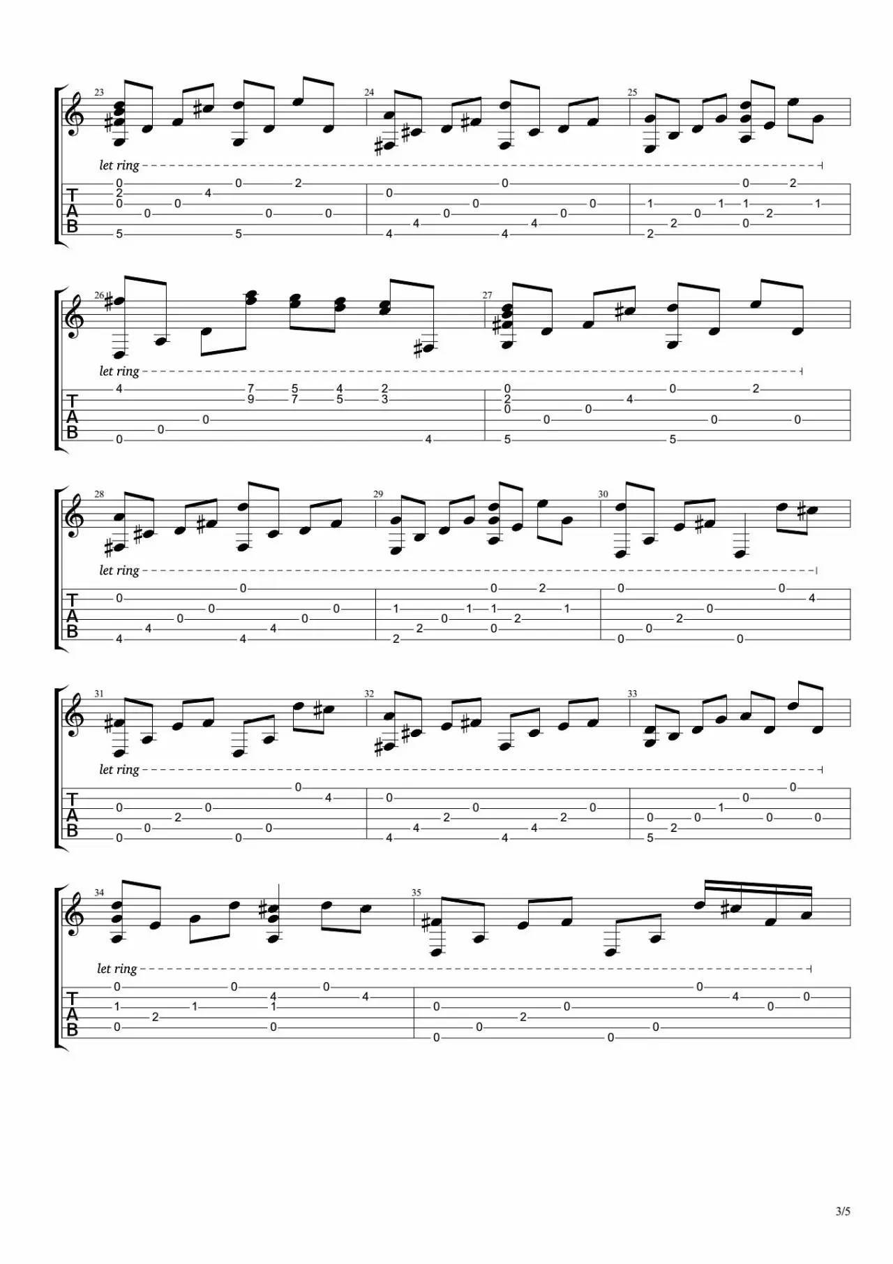 少年梦吉他指弹谱第(3)页