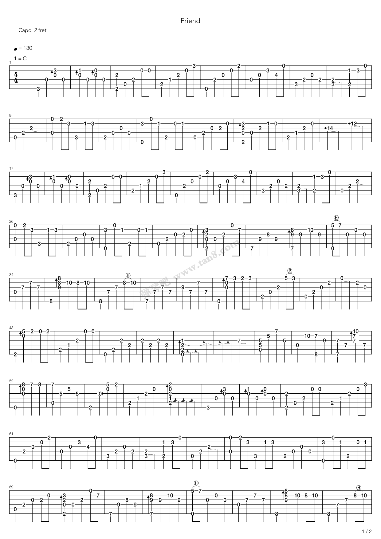 friend吉他指弹谱第(1)页