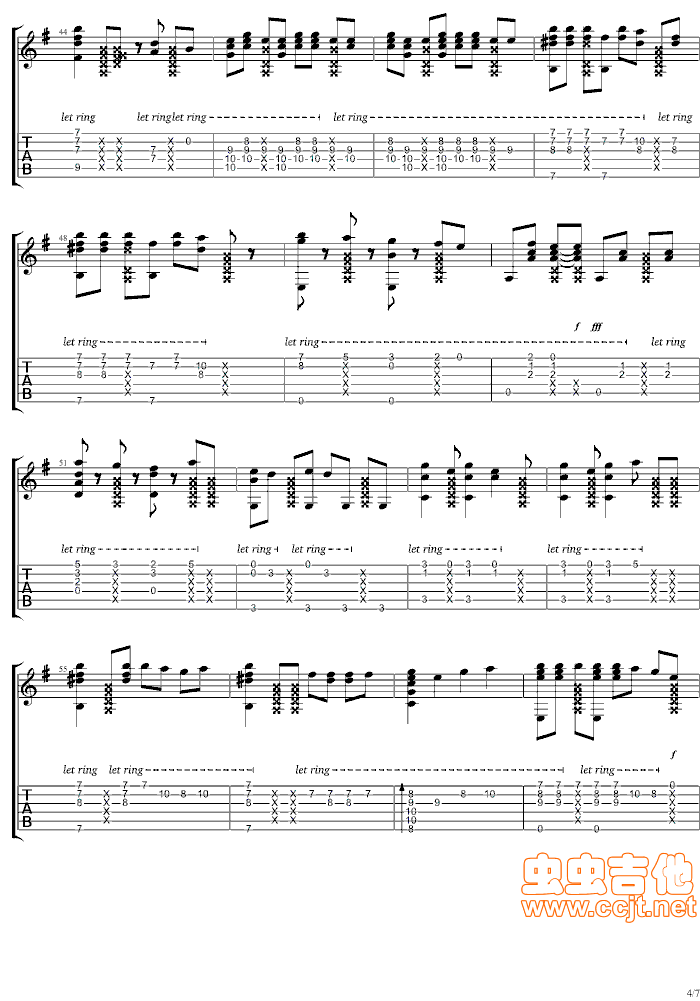 nobody吉他指弹谱第(4)页