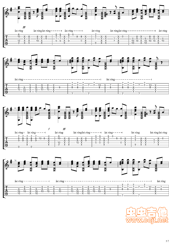 nobody吉他指弹谱第(5)页