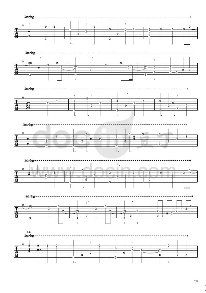 牵丝戏吉他指弹谱第(2)页