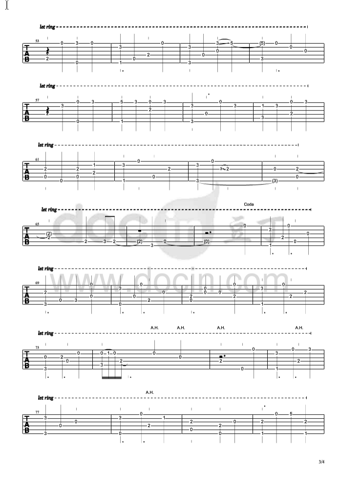 牵丝戏吉他指弹谱第(3)页