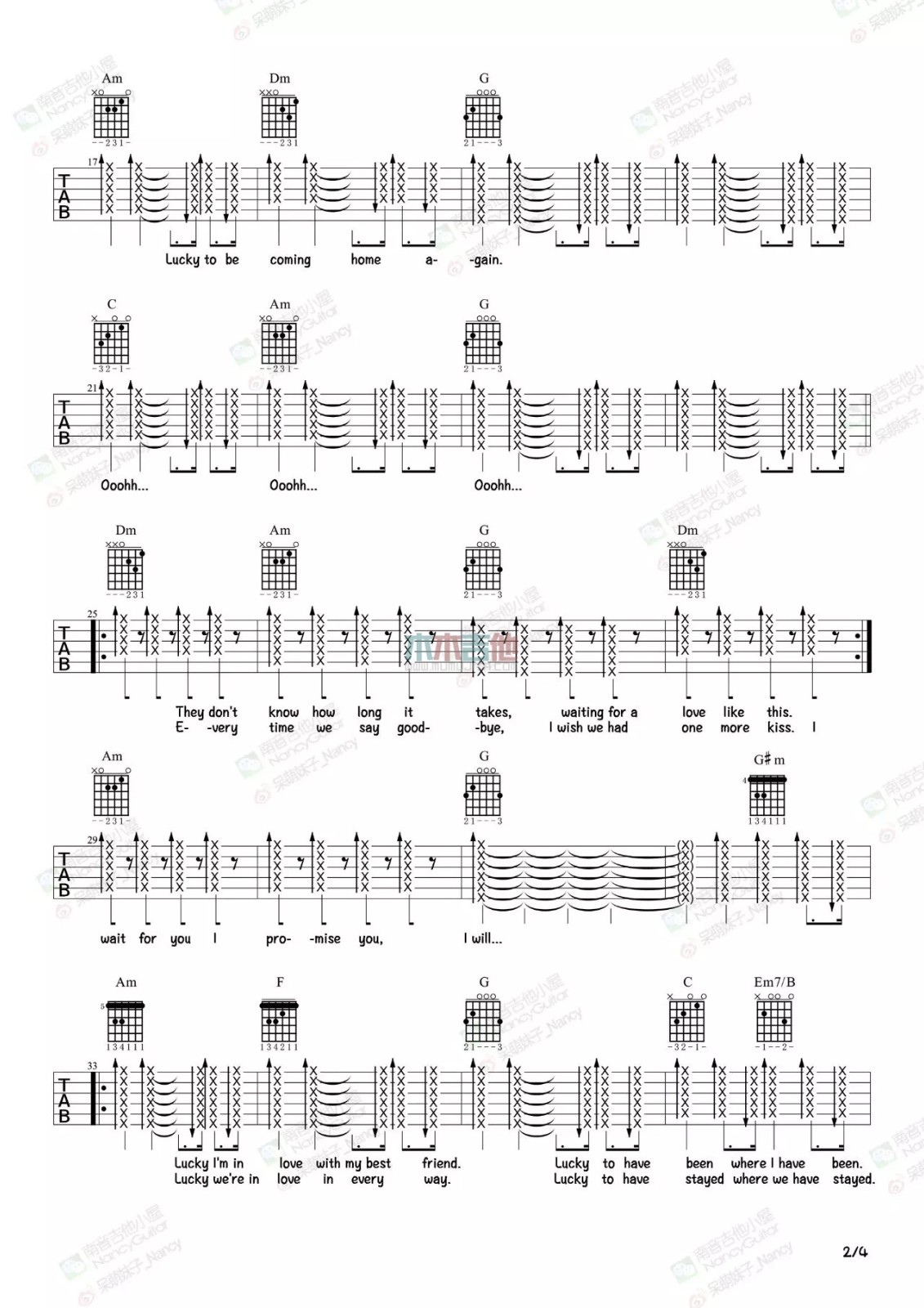 lucky吉他谱第(2)页