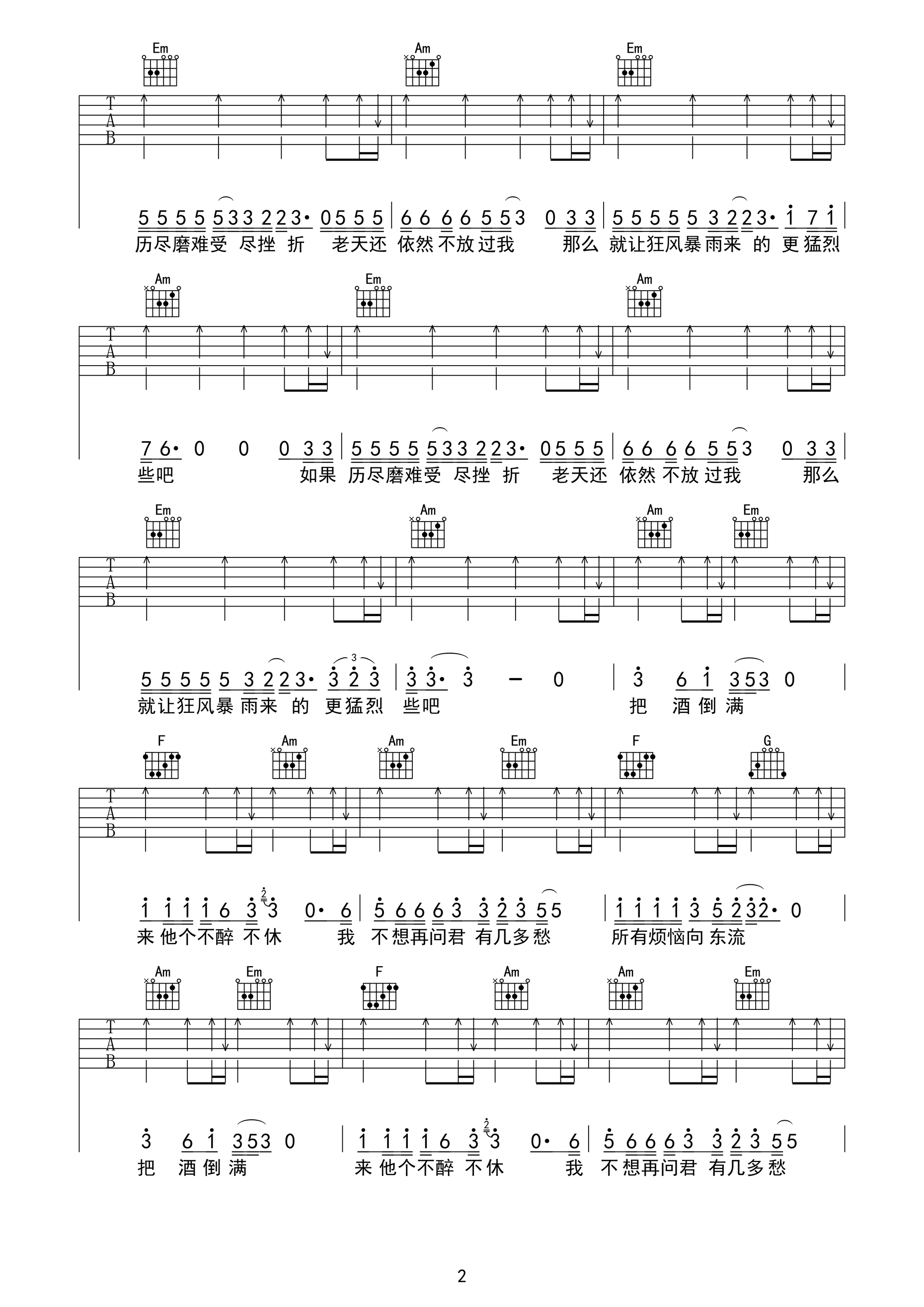 把酒倒满吉他谱第(2)页