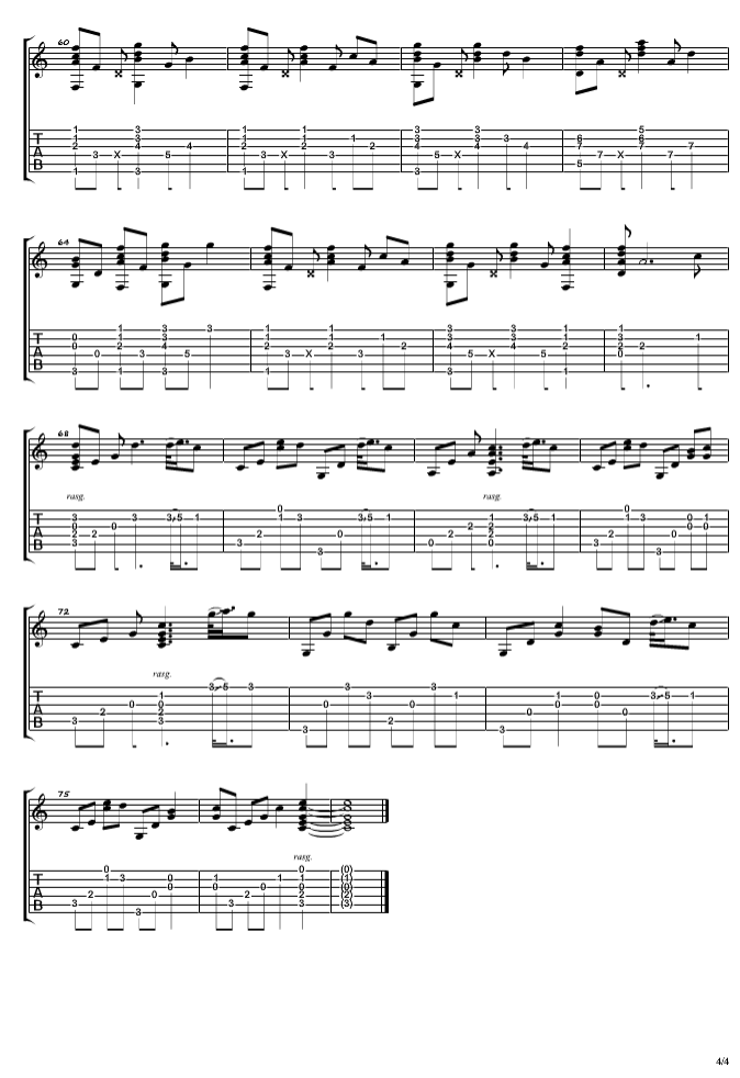 最后吉他指弹谱第(4)页