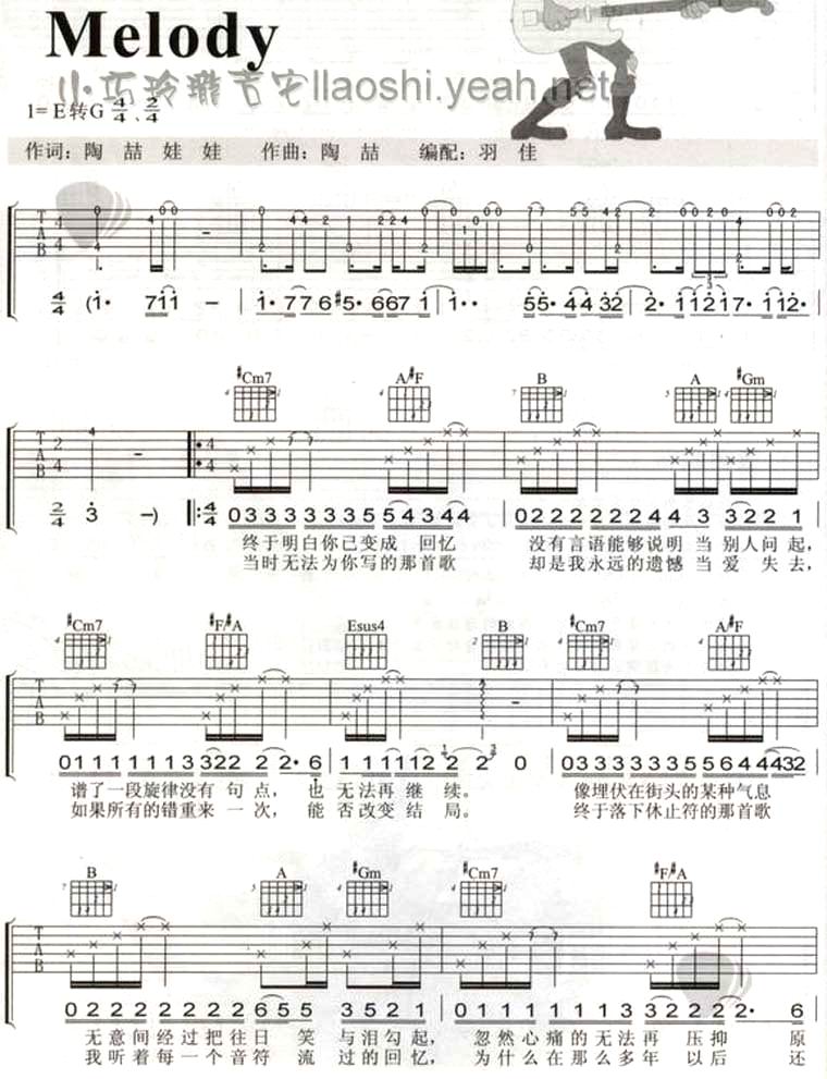 melody吉他谱第(1)页