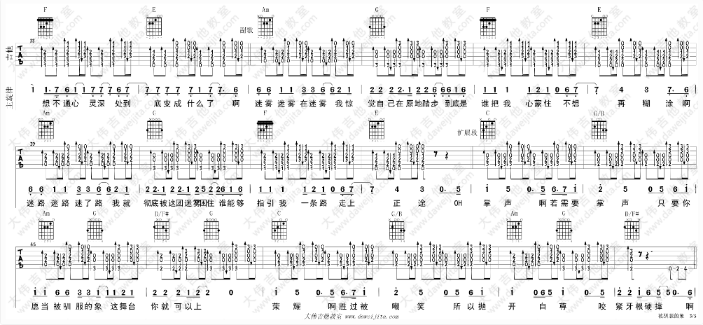 被驯服的象吉他谱大伟版第(3)页