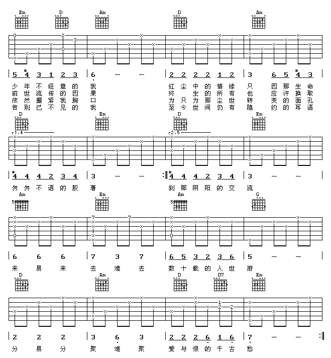 滚滚红尘吉他谱第(2)页