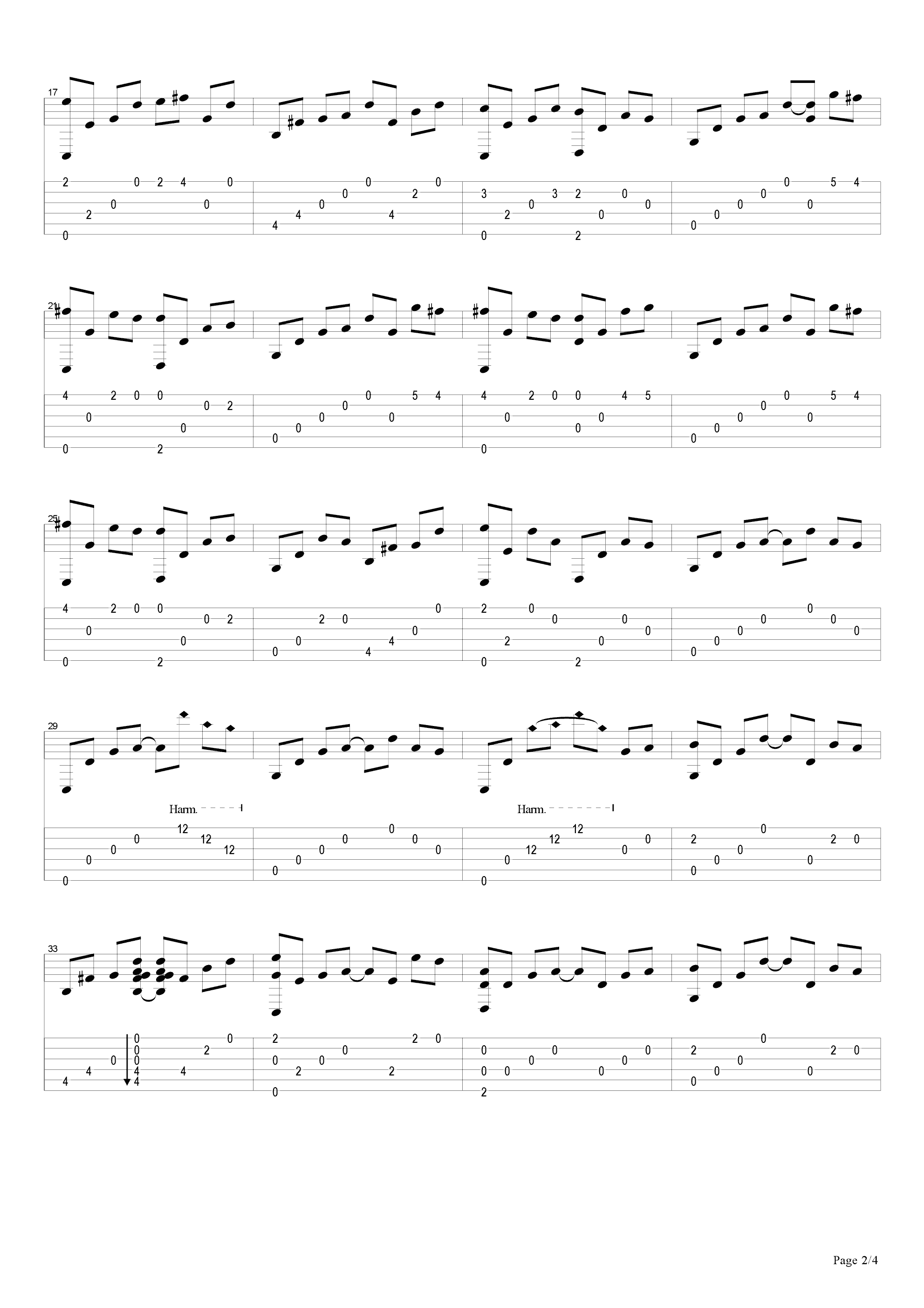 漂吉他指弹谱第(2)页