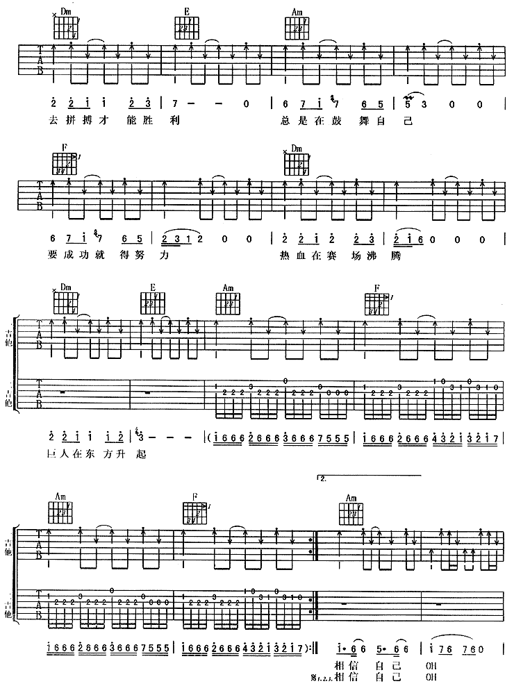 相信自己吉他谱第(2)页