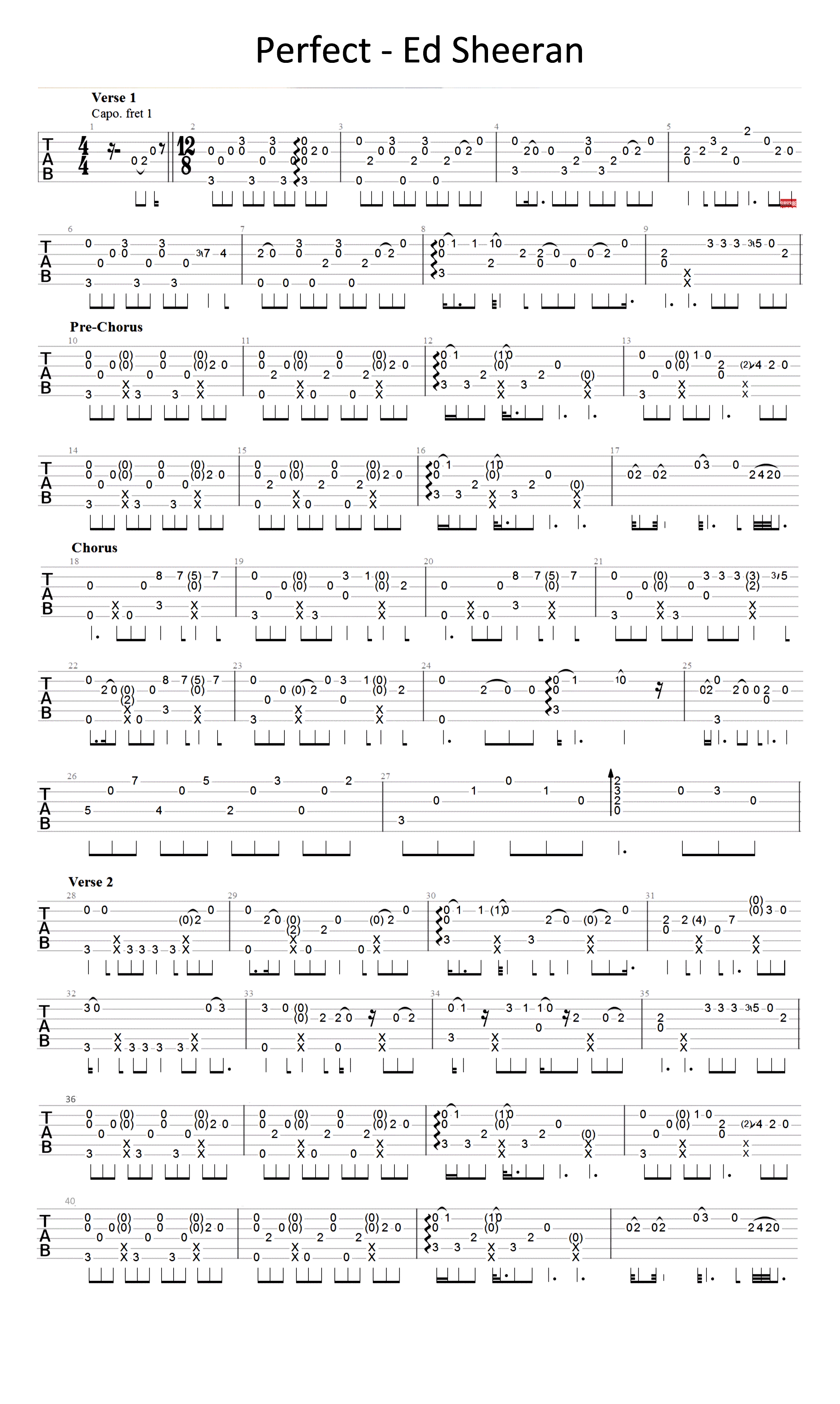 Perfect吉他指弹谱第(1)页