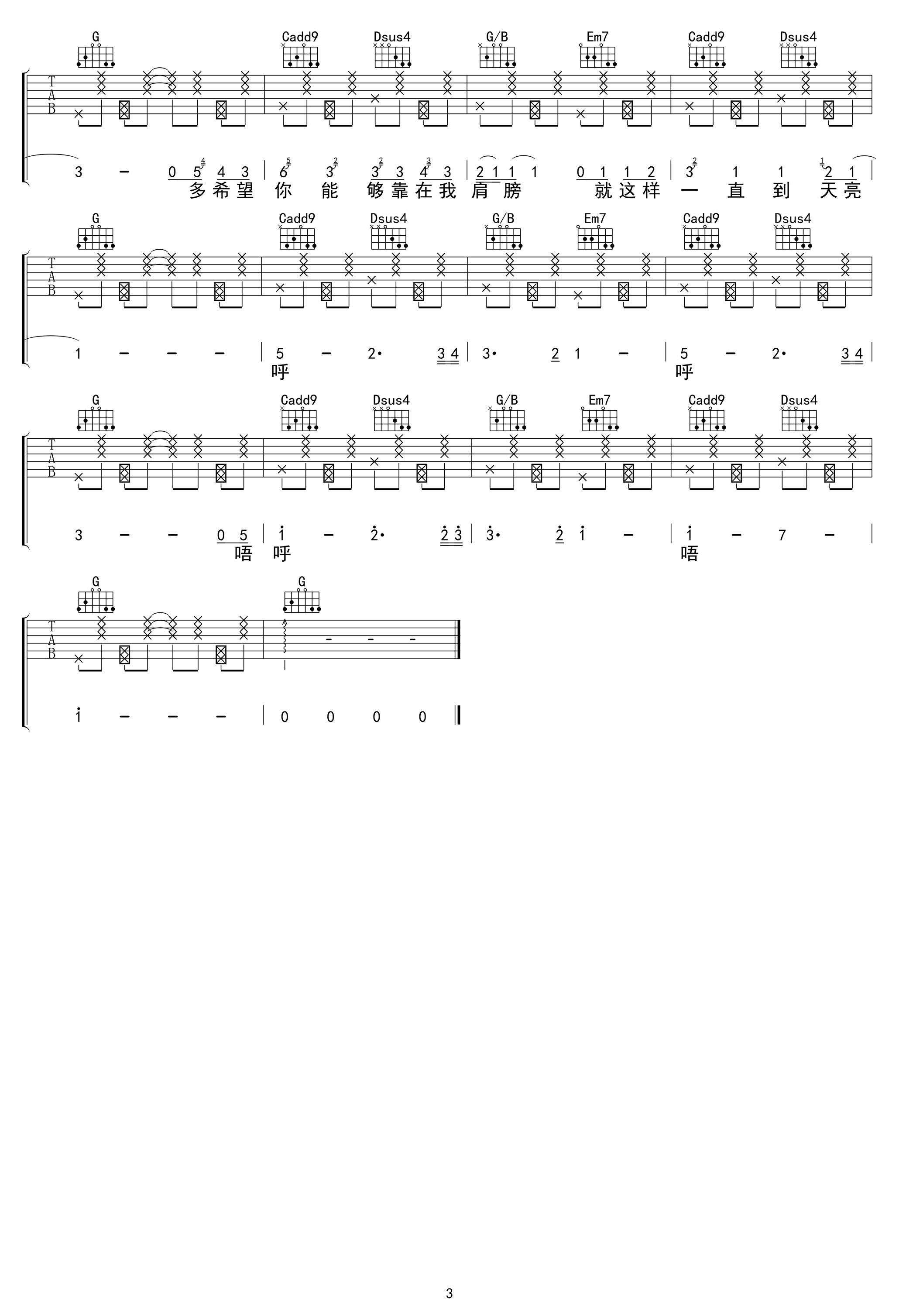 夏风吉他谱G调弹唱谱第(3)页