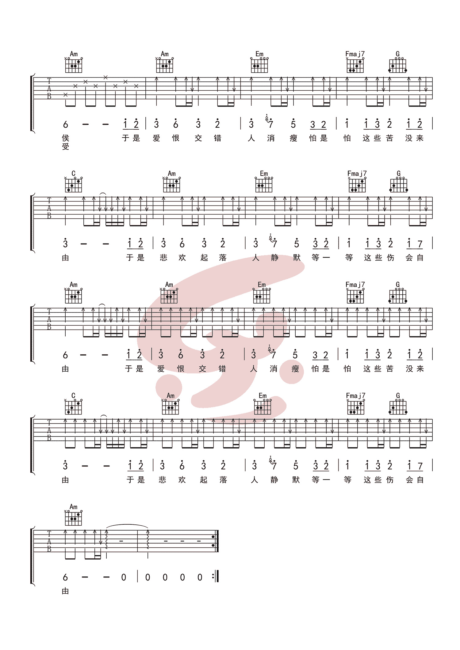 口是心非吉他谱第(2)页